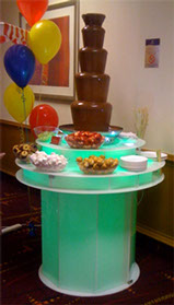 Chocolate Fountain with Dips on illuminated stand