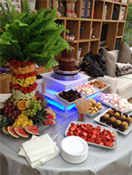 Fruit Palm Tree and Chocolate Fountain with Sweets and Fruit